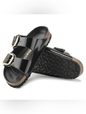 Birkenstock Arizona Big Buckle Black/Gold Women’s Size 11/42